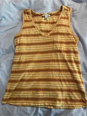Toad&Co Striped V-Neck Tank in Yellow and Brown